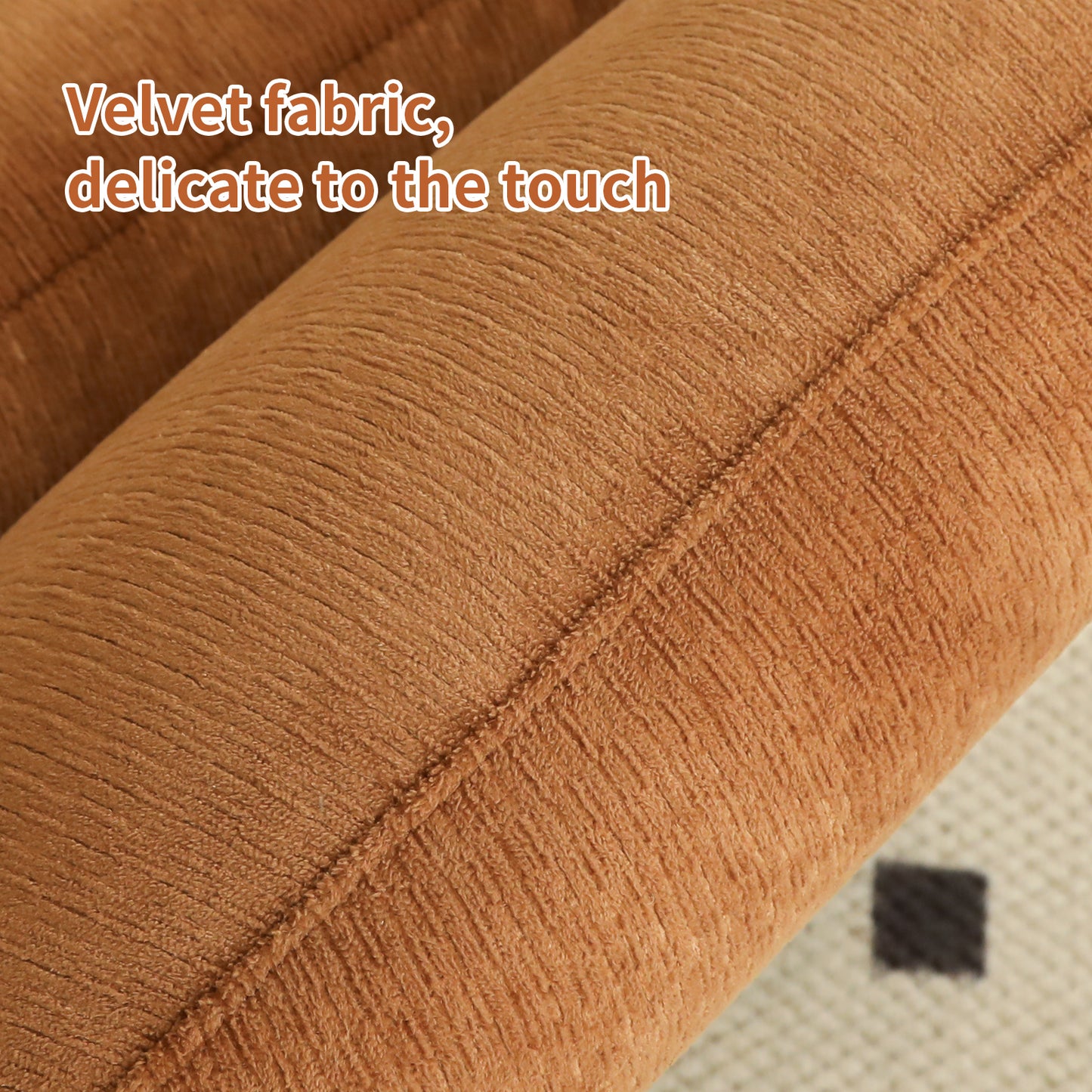 Cozy Armless Accent Chair with Solid Wood Legs - Caramel
