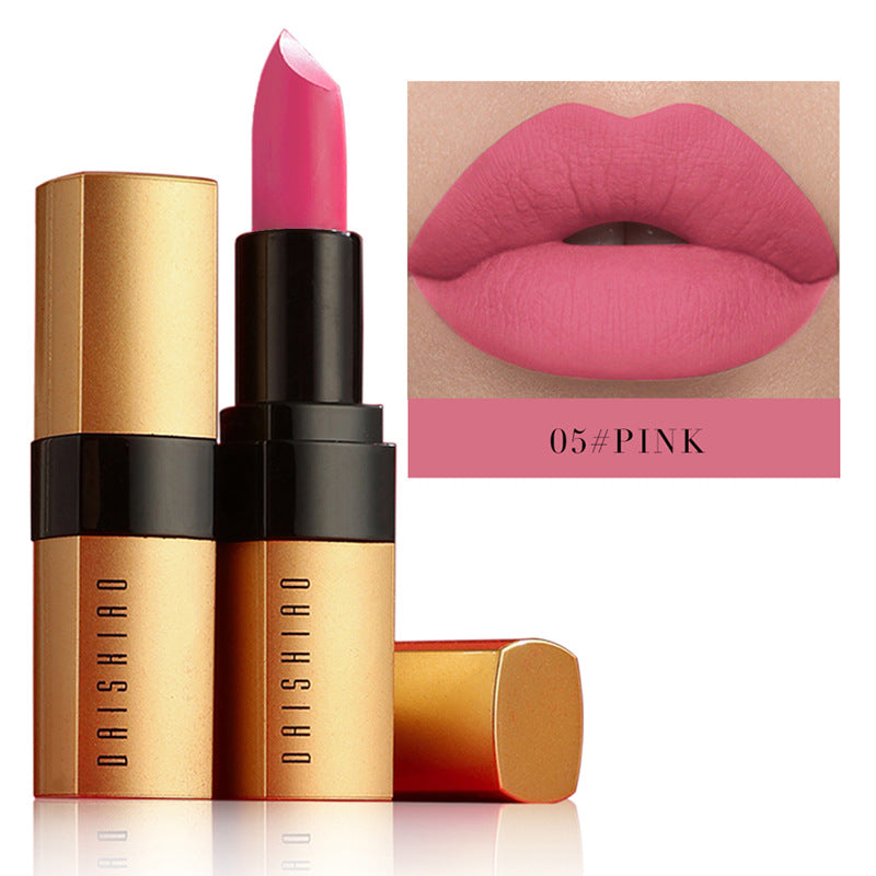 Waterproof Lipstick with Gold Tube - Matte Nonstick Cup for Makeup