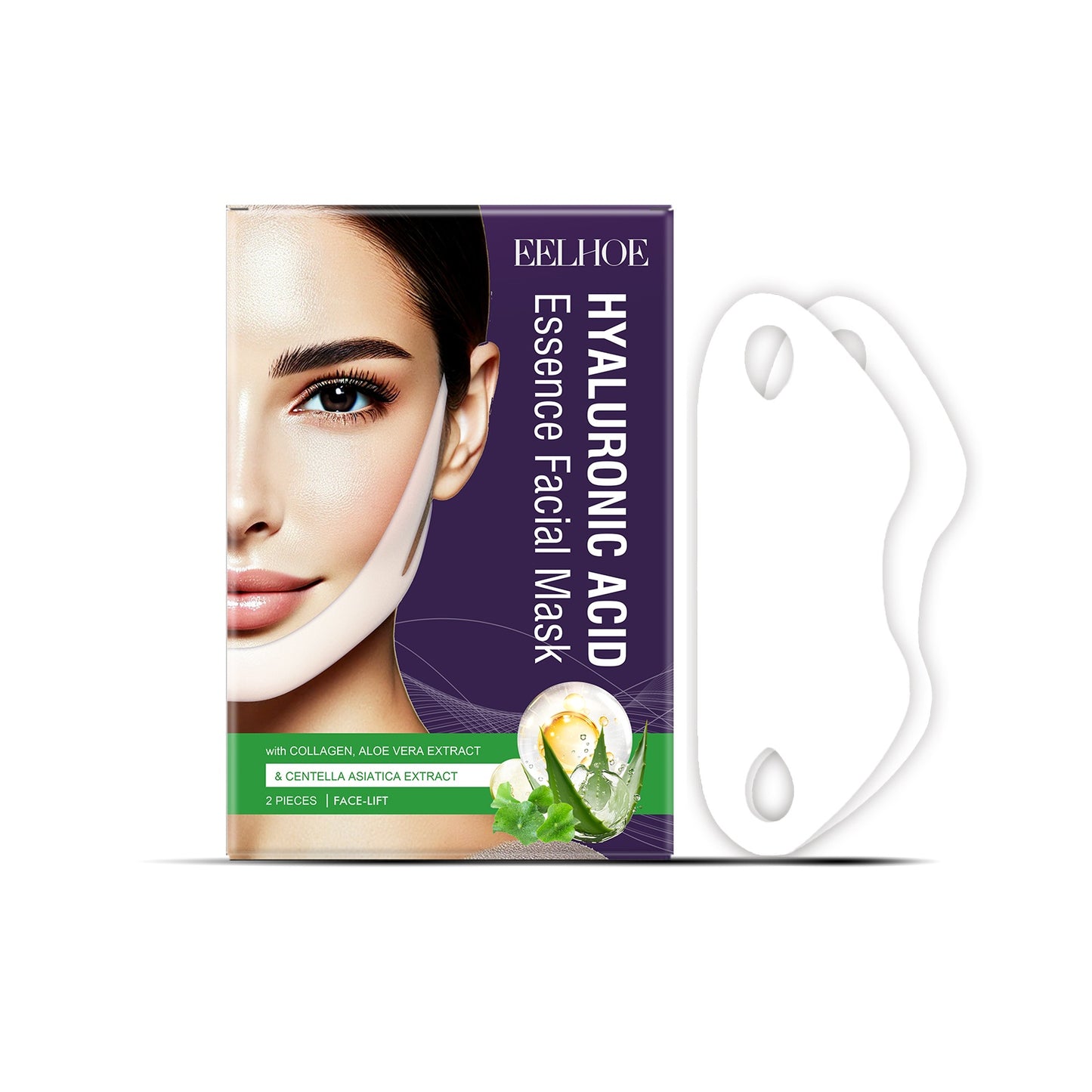 Firming Facial Mask Set - Hydrating Collagen & Aloe Extract, 2 Pieces