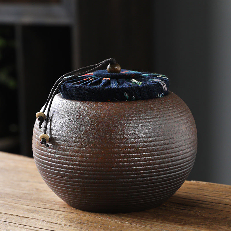 Coarse Ceramic Tea Caddy Airtight Canister for Pu-erh Tea Kitchen Storage
