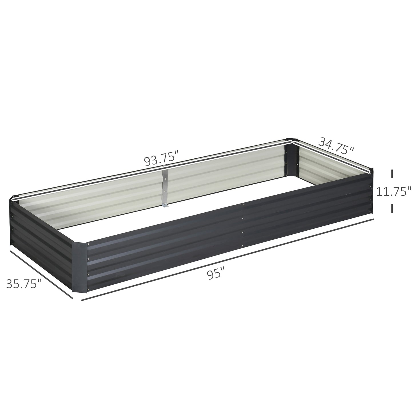 Galvanized Raised Garden Bed 95x36x12 Inches for Flowers Herbs & Vegetables