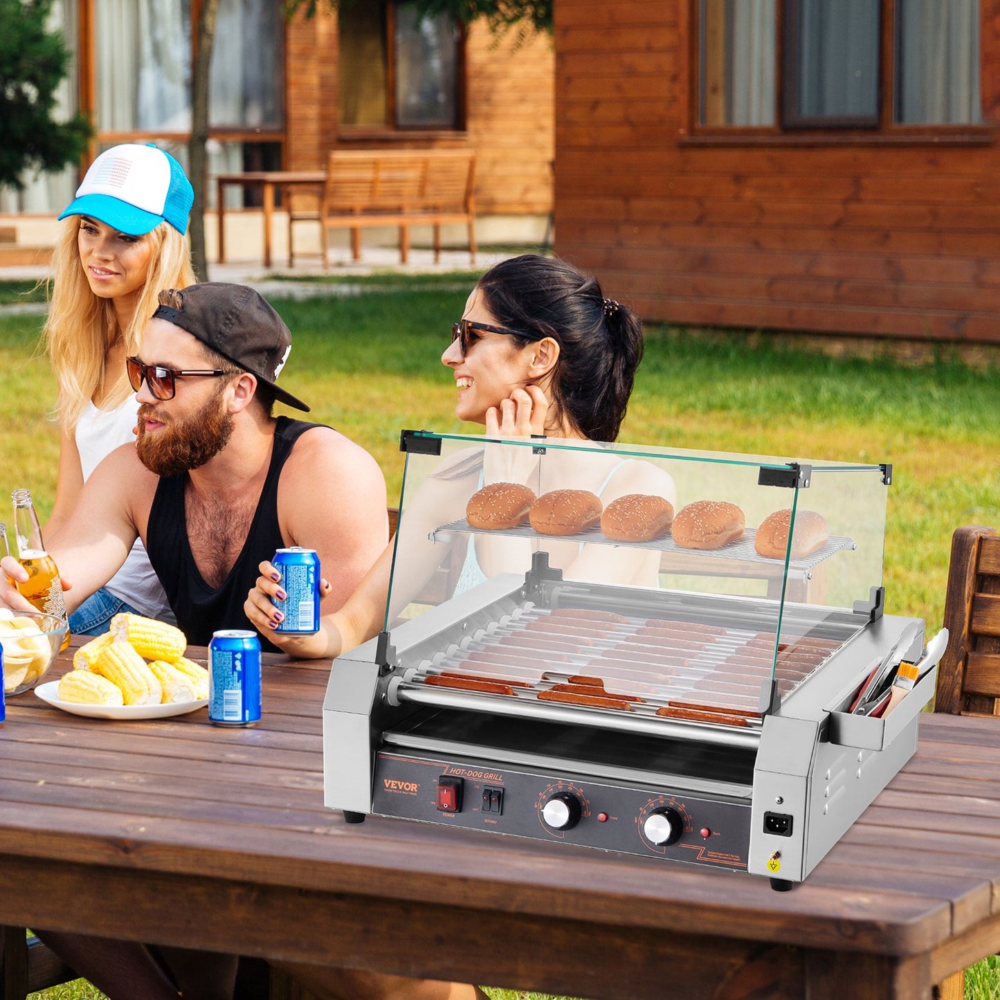Electric Hot Dog Roller Grill 30 Hot Dog Capacity Commercial Stainless Steel Cooker