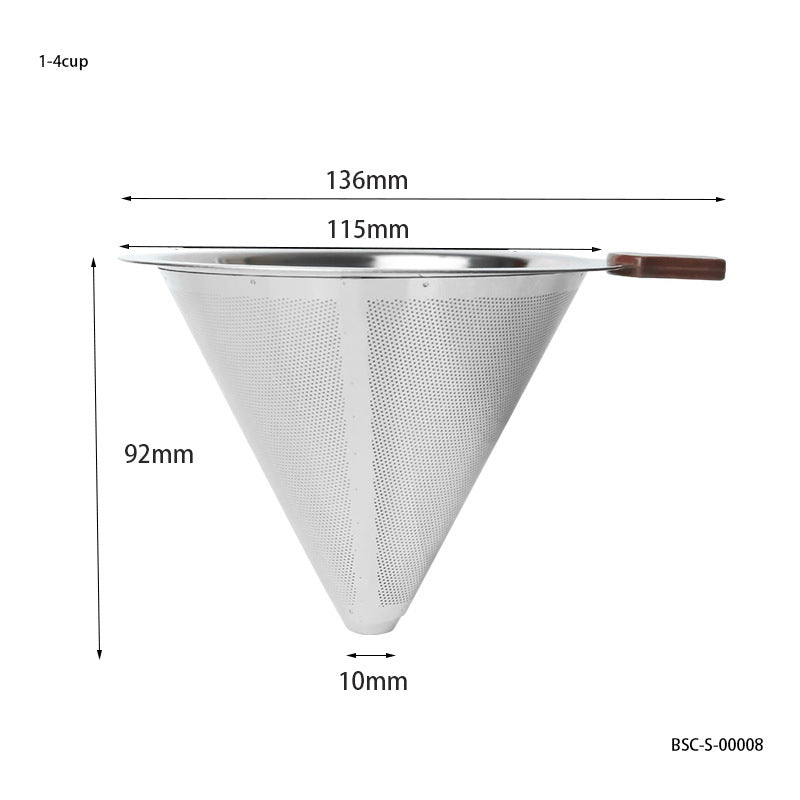 Stainless Steel Coffee Filter with Base - Reusable Filter-Free Paper Strainer for Home Brewing