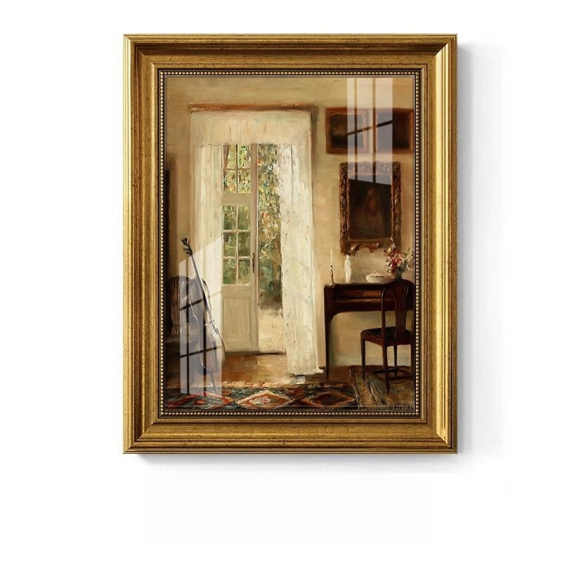 European American Style Decorative Oil Painting with Gold Frame - Landscape or Character