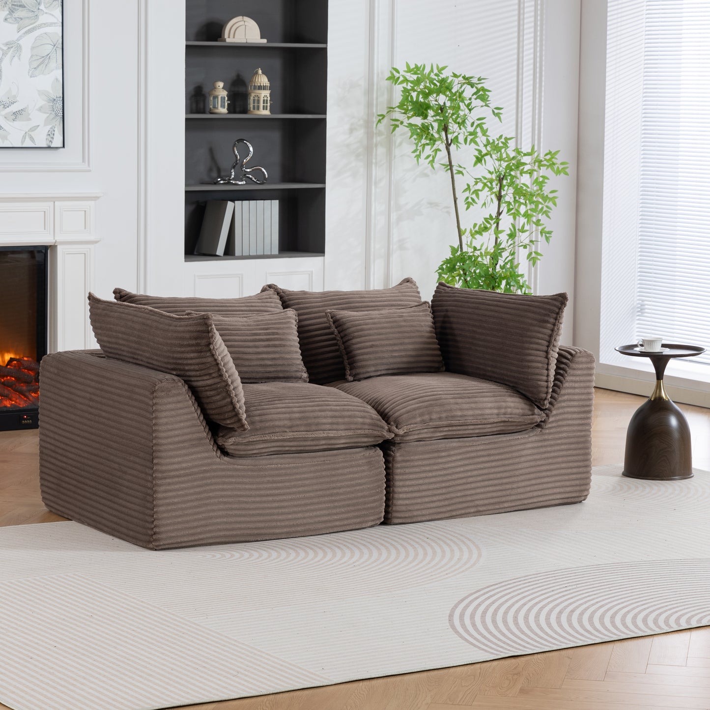 Modular Sectional Sofa - Oversized 2-Seat Cloud Couch in Khaki