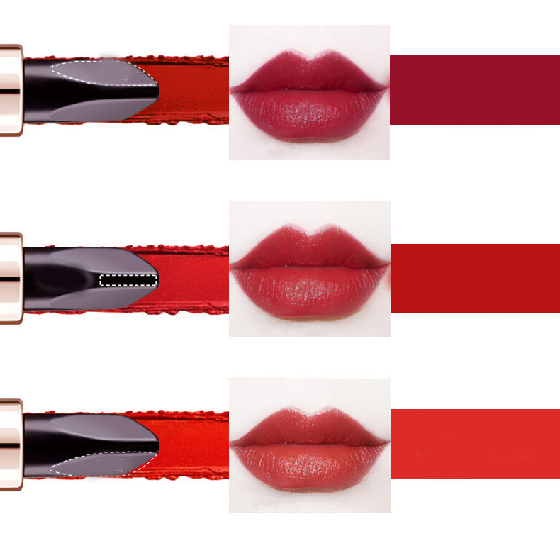 Tri-Color Matte Lipstick - Moisturizing Long-Lasting Lip Makeup