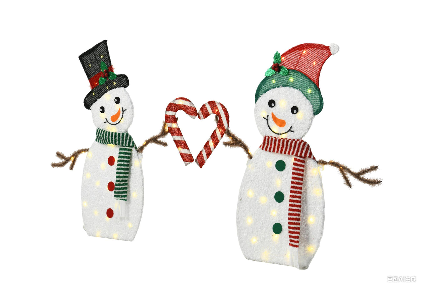 Heart-Shaped Snowman LED Lights for Holiday Decor
