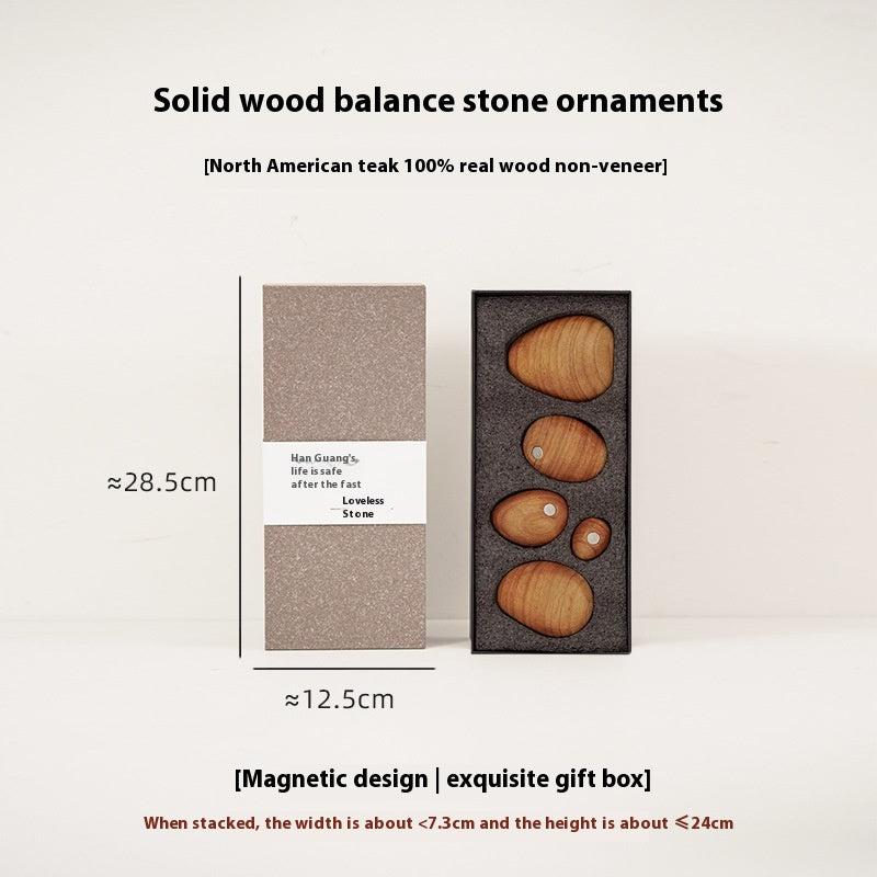Creative Wooden Balance Rock Decor Set - Housewarming Gift for Home & Garden
