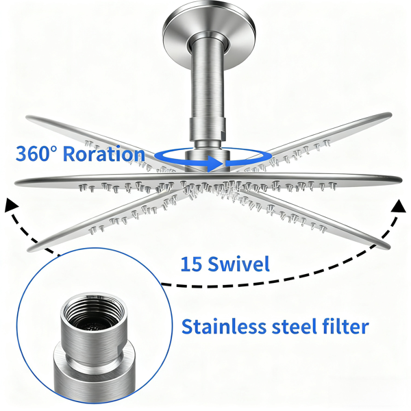 Wall-Mounted Shower Faucet Set with Rainfall & Handheld Shower - Brushed Nickel