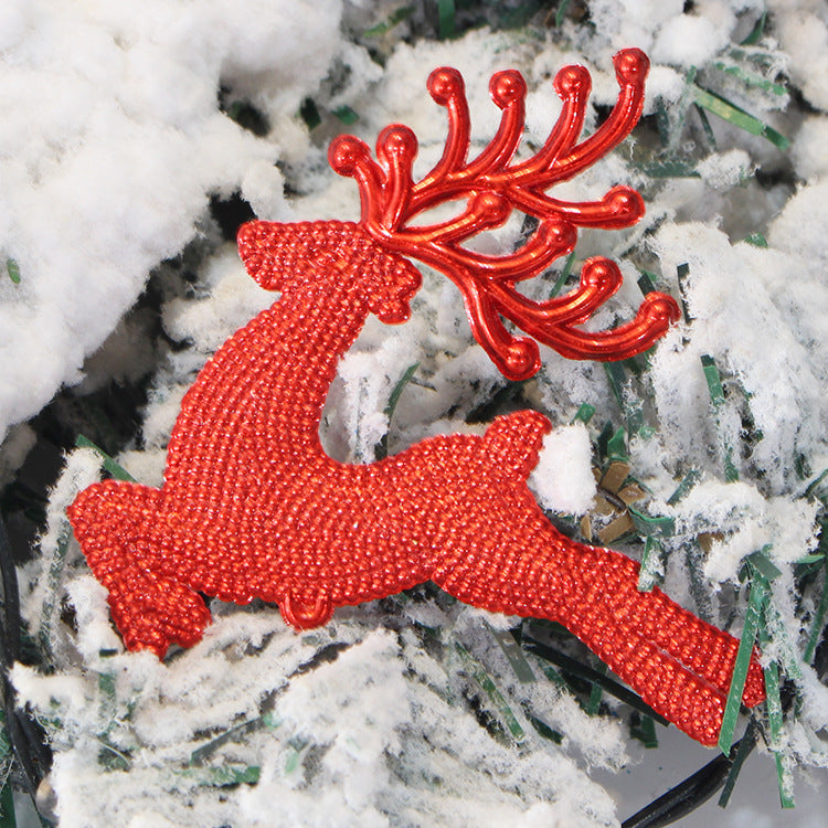 Christmas Elk Hanging Decorations Set - Gold, Silver & Red PVC Tree Ornaments