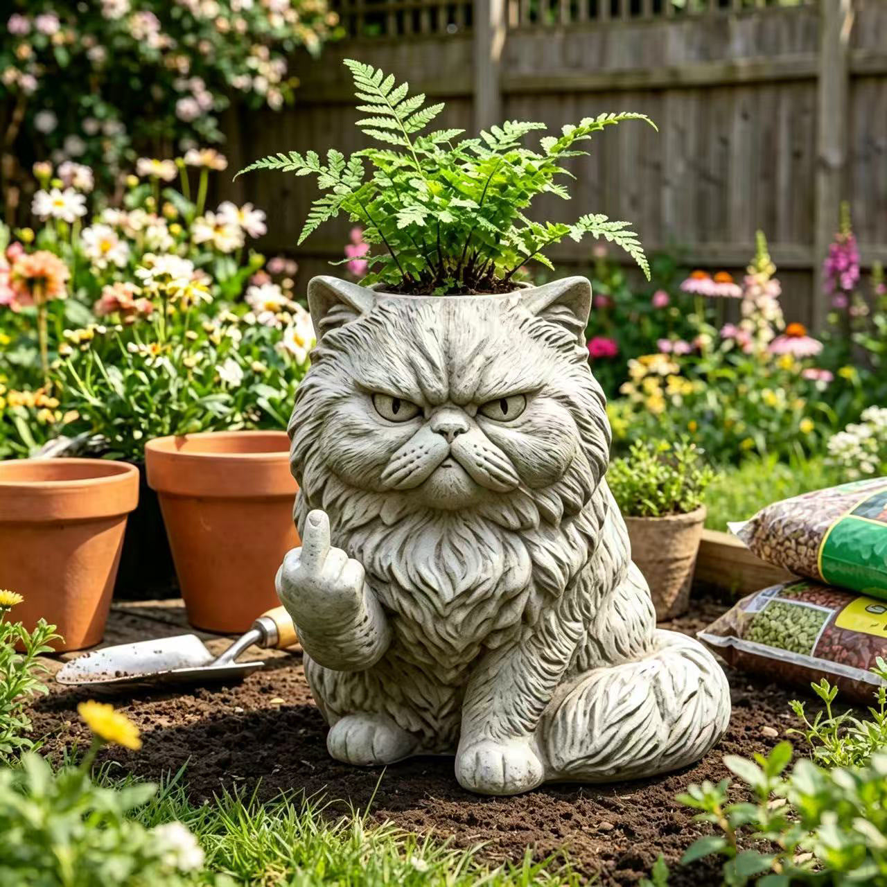 Animal Flower Pot Decorations with Cat and Dog Styles - Resin Garden Planters