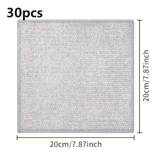 Double-Sided Kitchen Oilproof Cleaning Scouring Pad - Microfiber, 20x20cm, Multi-Pack