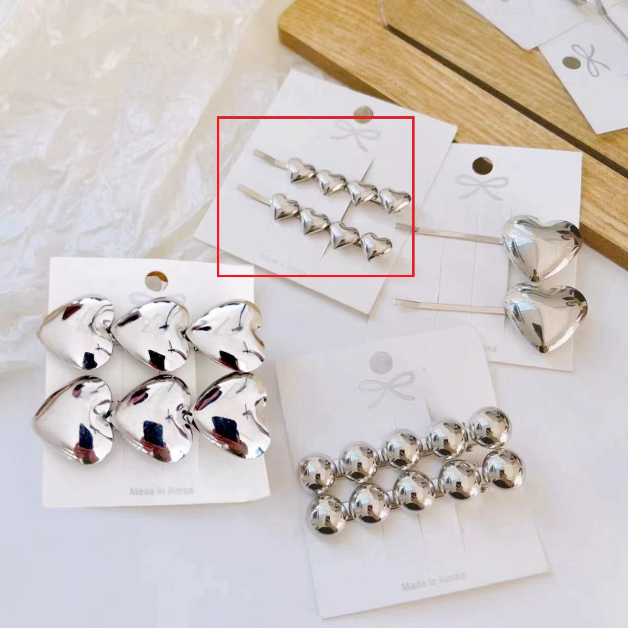 Metal Heart Hair Clip - Gold & Silver Hair Accessories for Women
