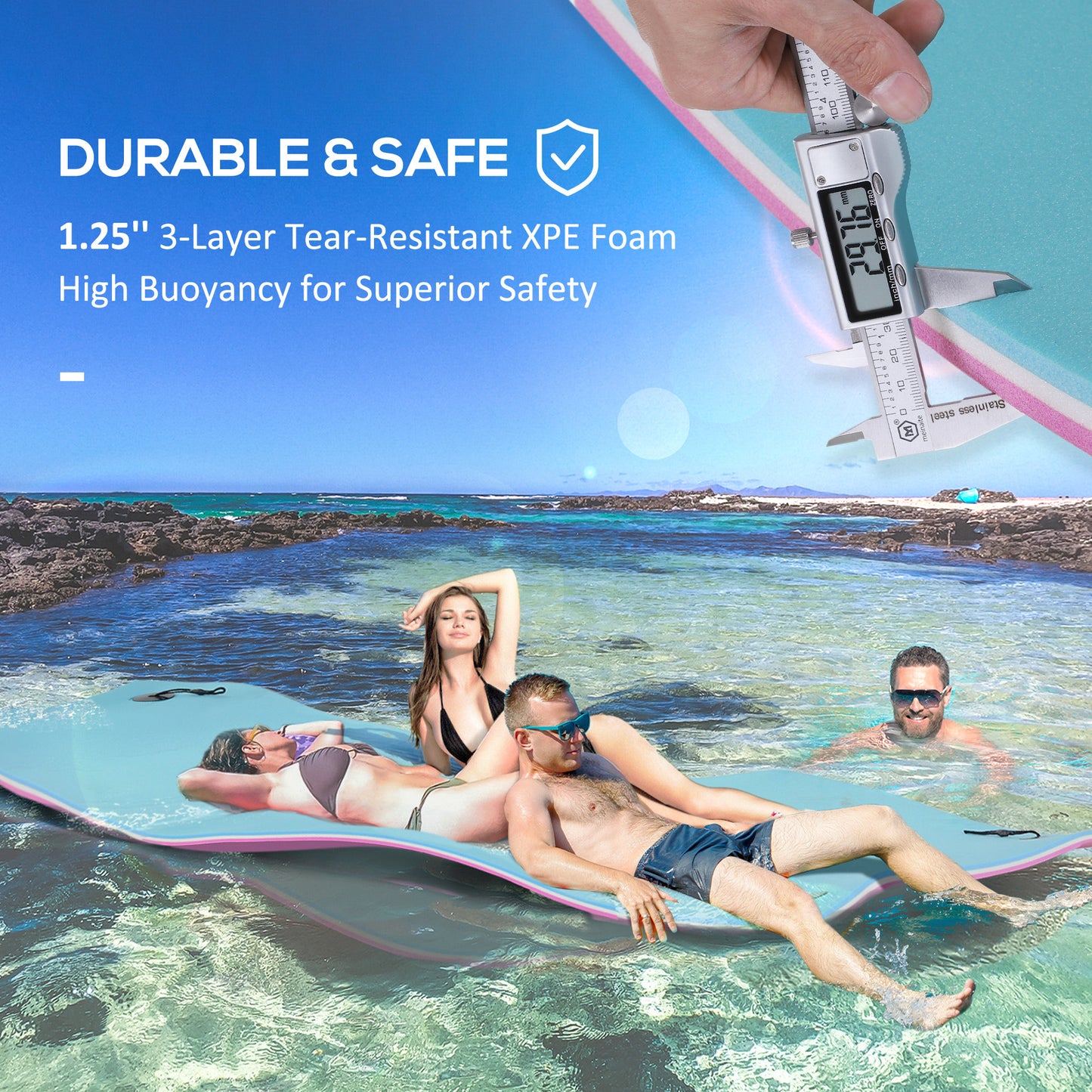 Floating Water Mat - 17x5 Super-Sized Foam Raft for Pool & Beach