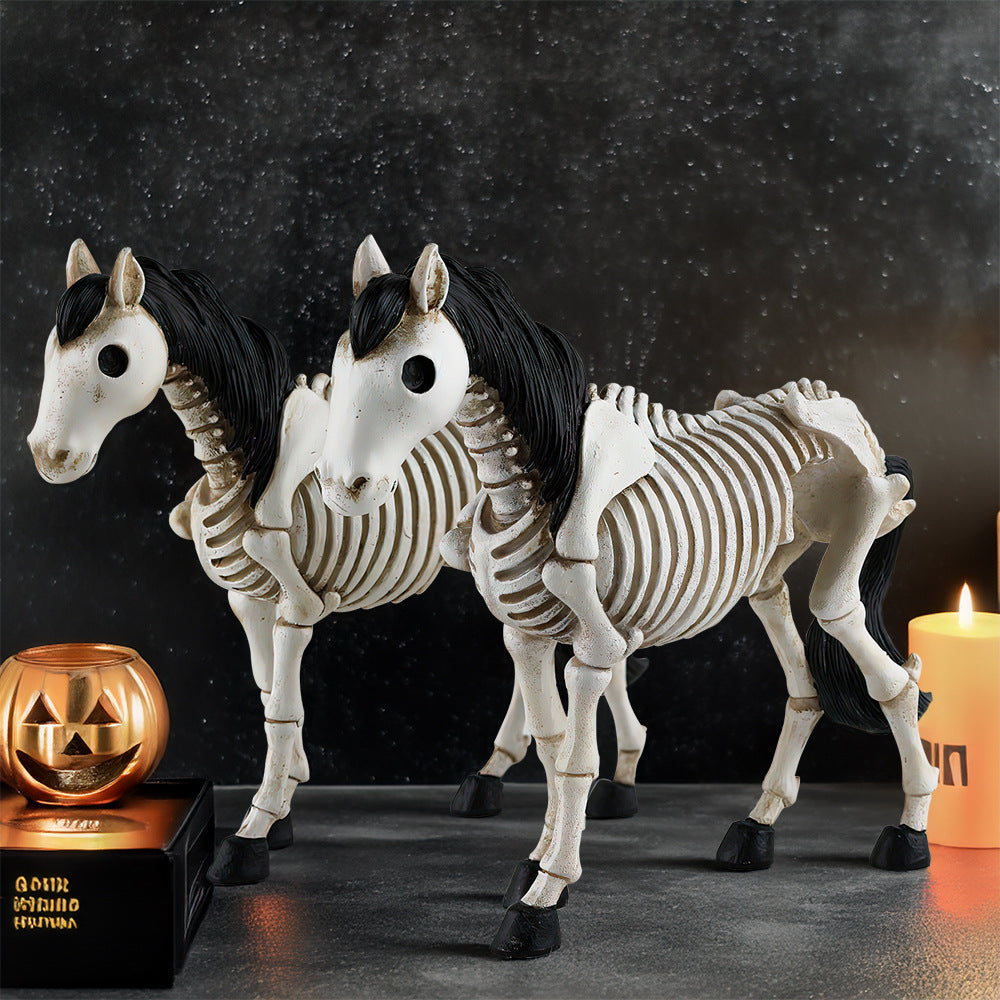 Halloween Skeleton Horse Ornament Resin Decorations for Holiday Home Decor