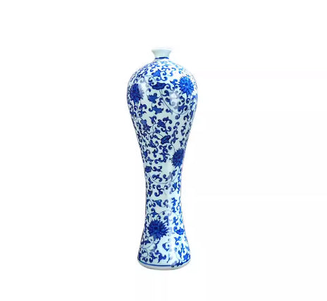Porcelain Blue-and-White Plum Blossom Vase - Modern Minimalist Home Decor