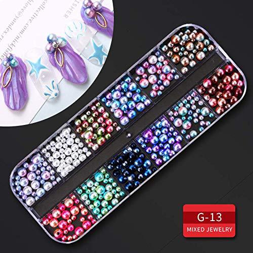 Pearl Shell Nail Art Jewelry Set with Rivets - Manicure Large Ornament