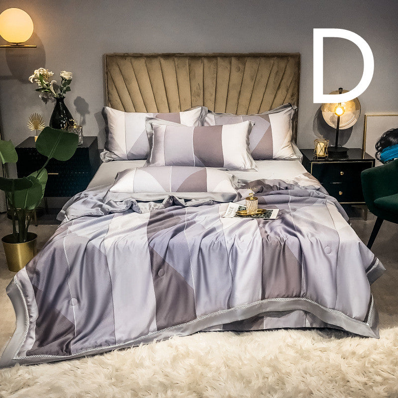 Tencel Summer Quilt Set - Breathable Air-Conditioning Bedding 4-Piece