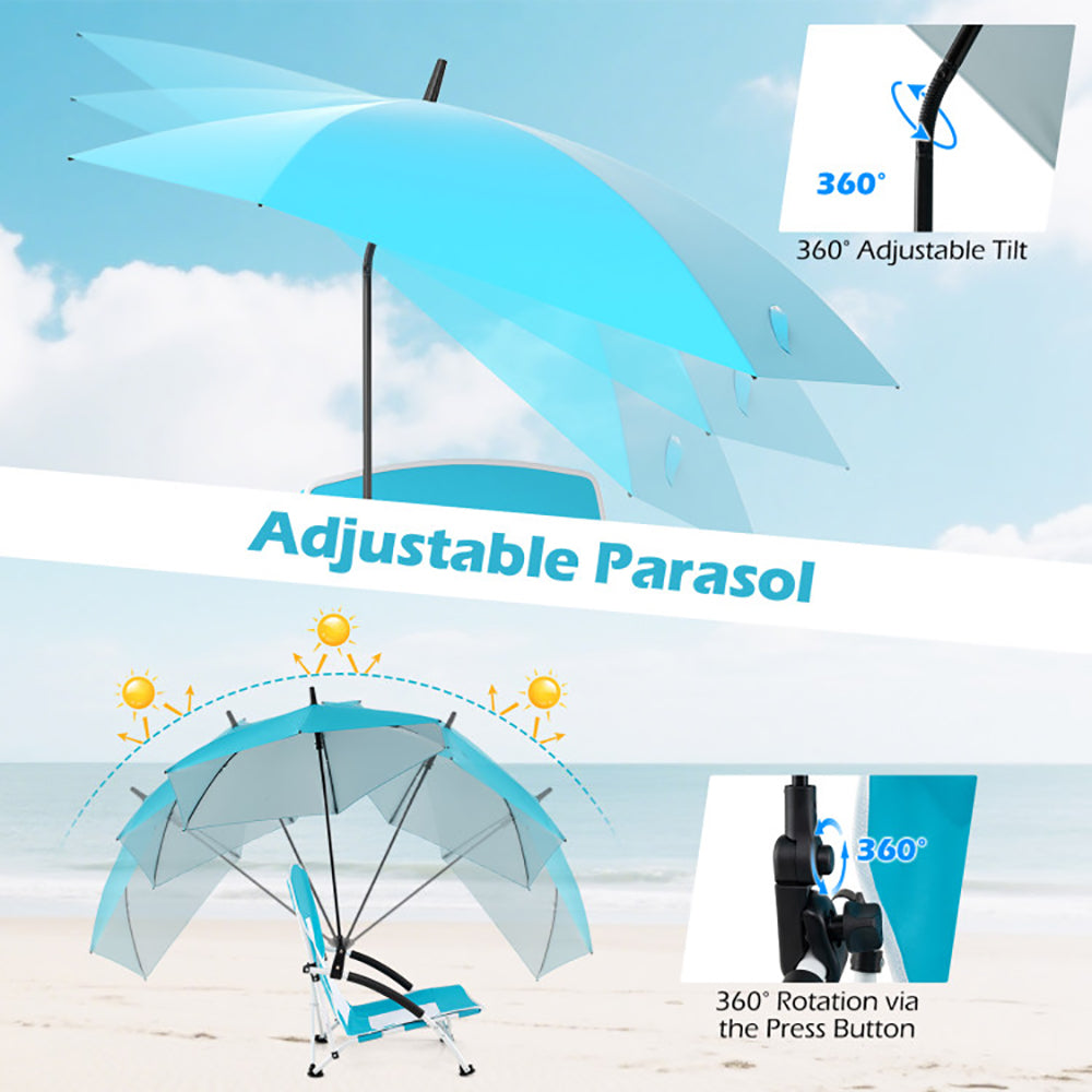 Portable Beach Chair with Adjustable Umbrella - UPF 50+ Protection