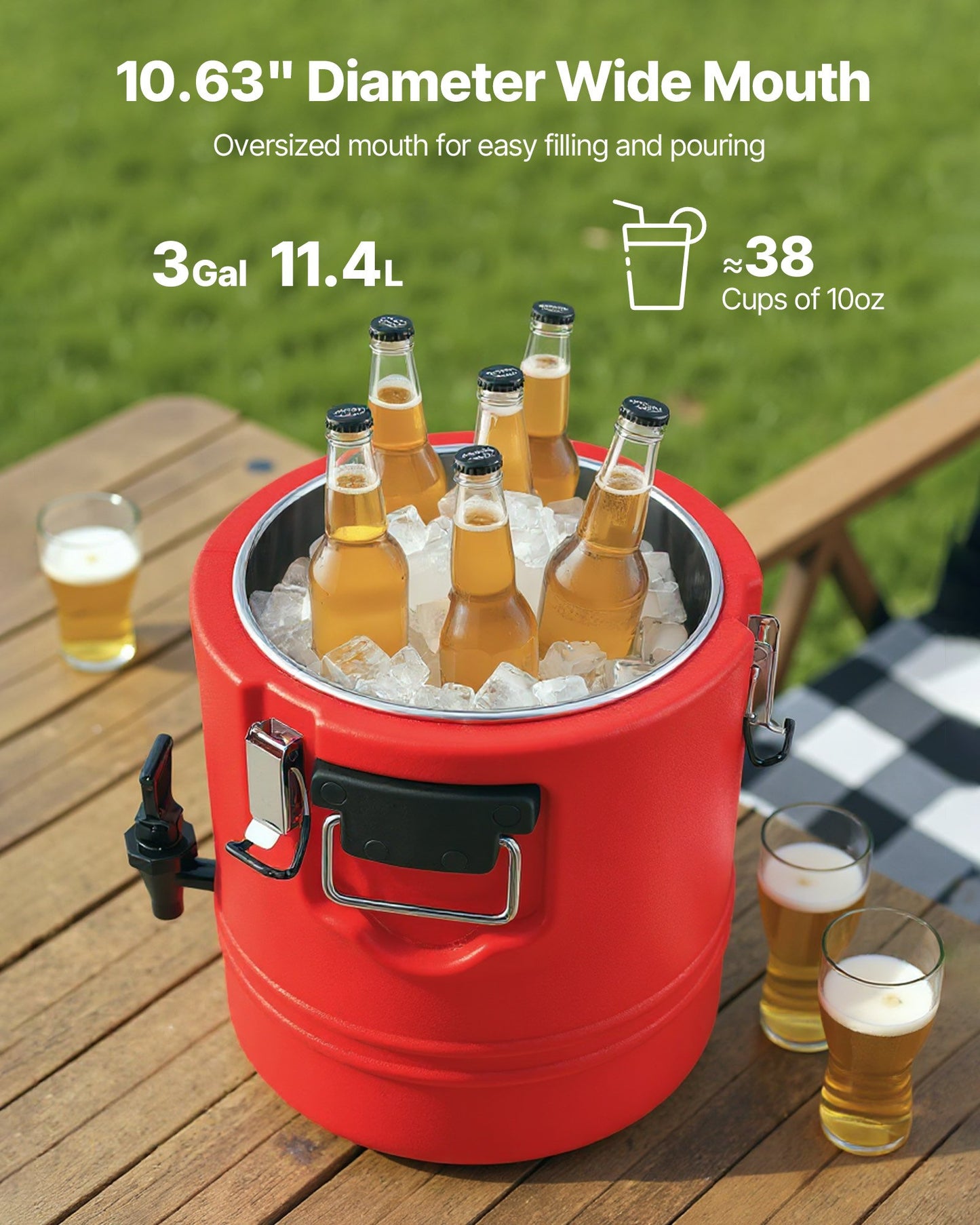 Insulated Beverage Dispenser for Hot & Cold Drinks - 3 Gallon