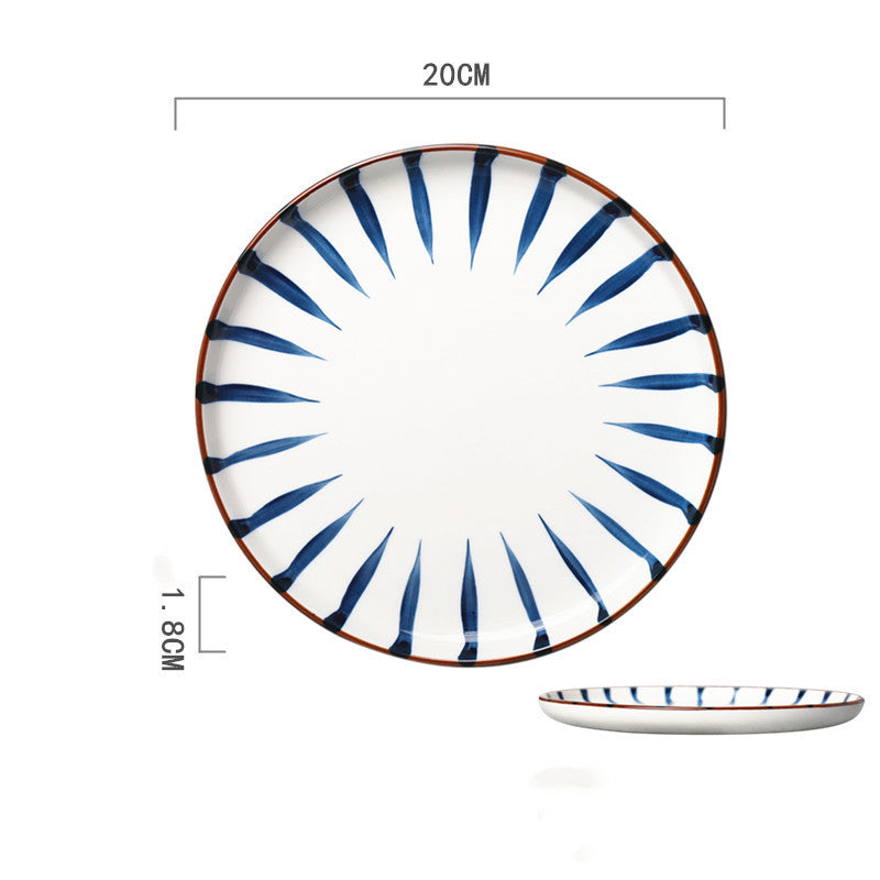 Ceramic Hand-Painted Western Style Breakfast Plate 8 Inch Microwave Safe
