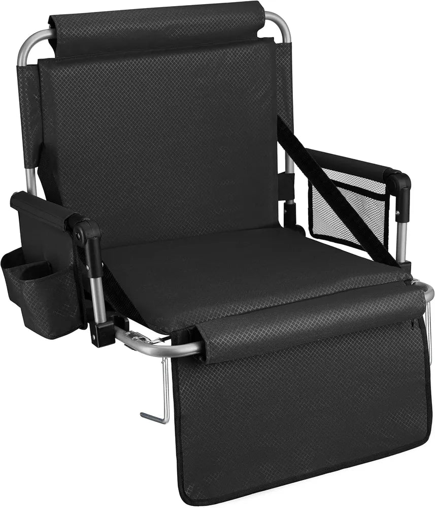 Foldable Padded Stadium Seat with Backrest and Cup Holder