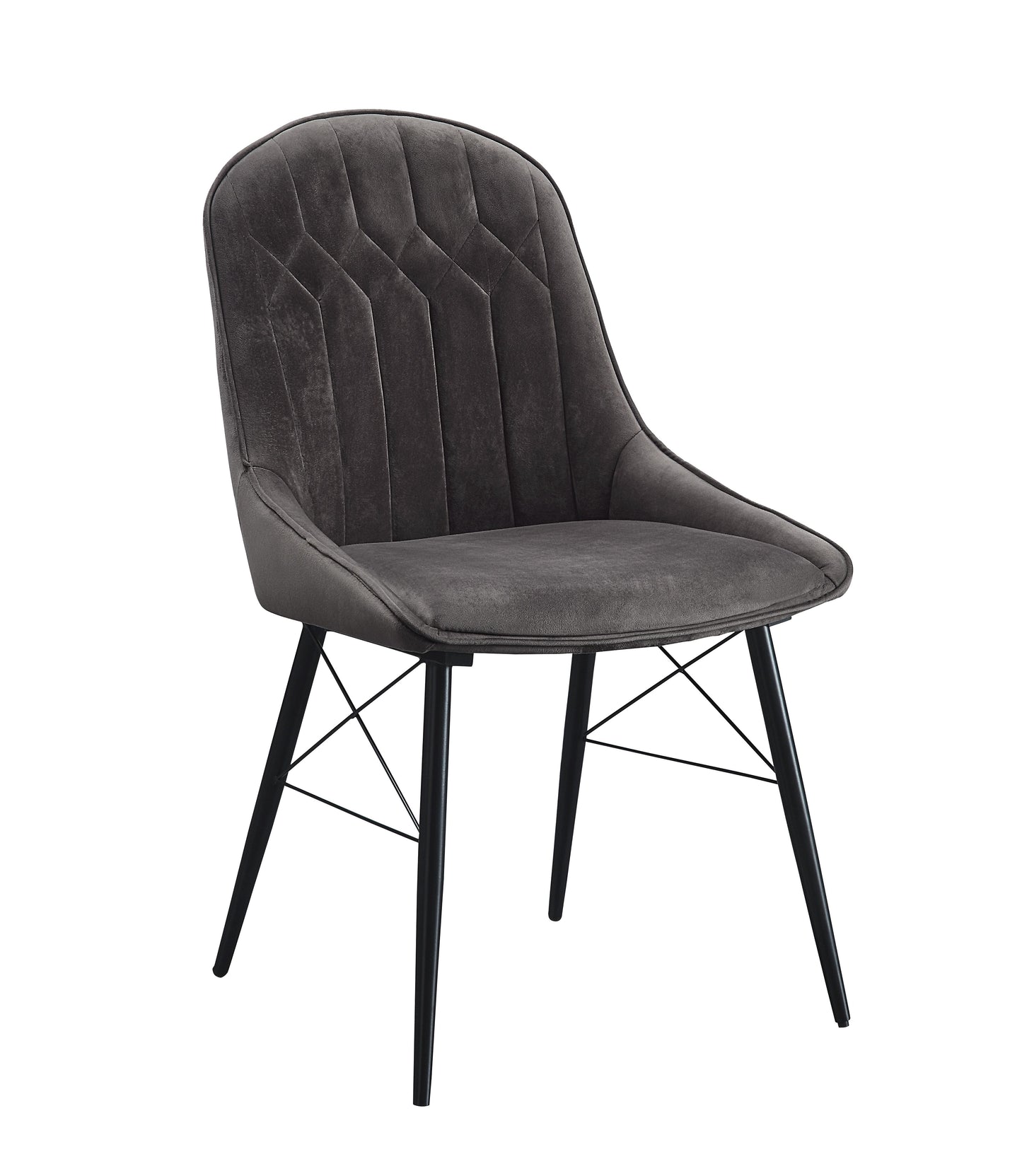 Set of 2 Dark Gray Fabric Side Chairs with Black Finish