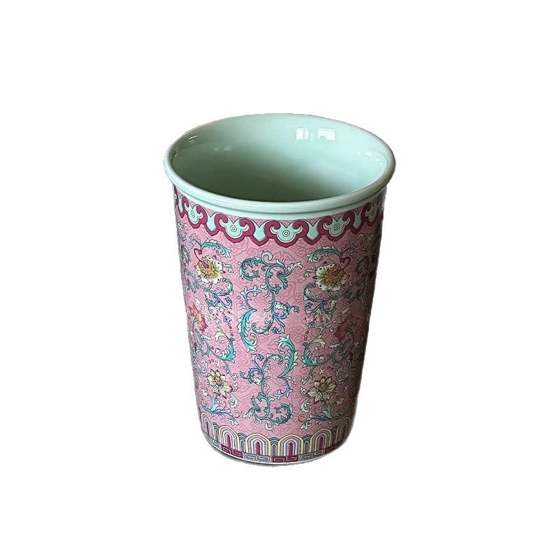 Enamel Glazed Ceramic Mug 370ml Vintage Chinese Style Drinkware