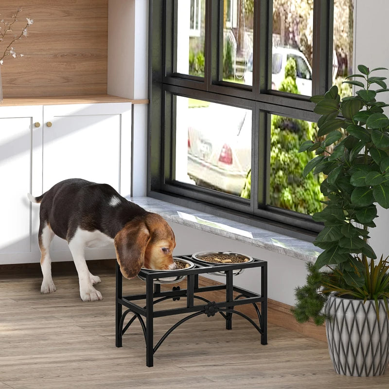 Heavy Duty Elevated Dog Food Bowl Set - Double Stainless Steel Pet Feeder Stand