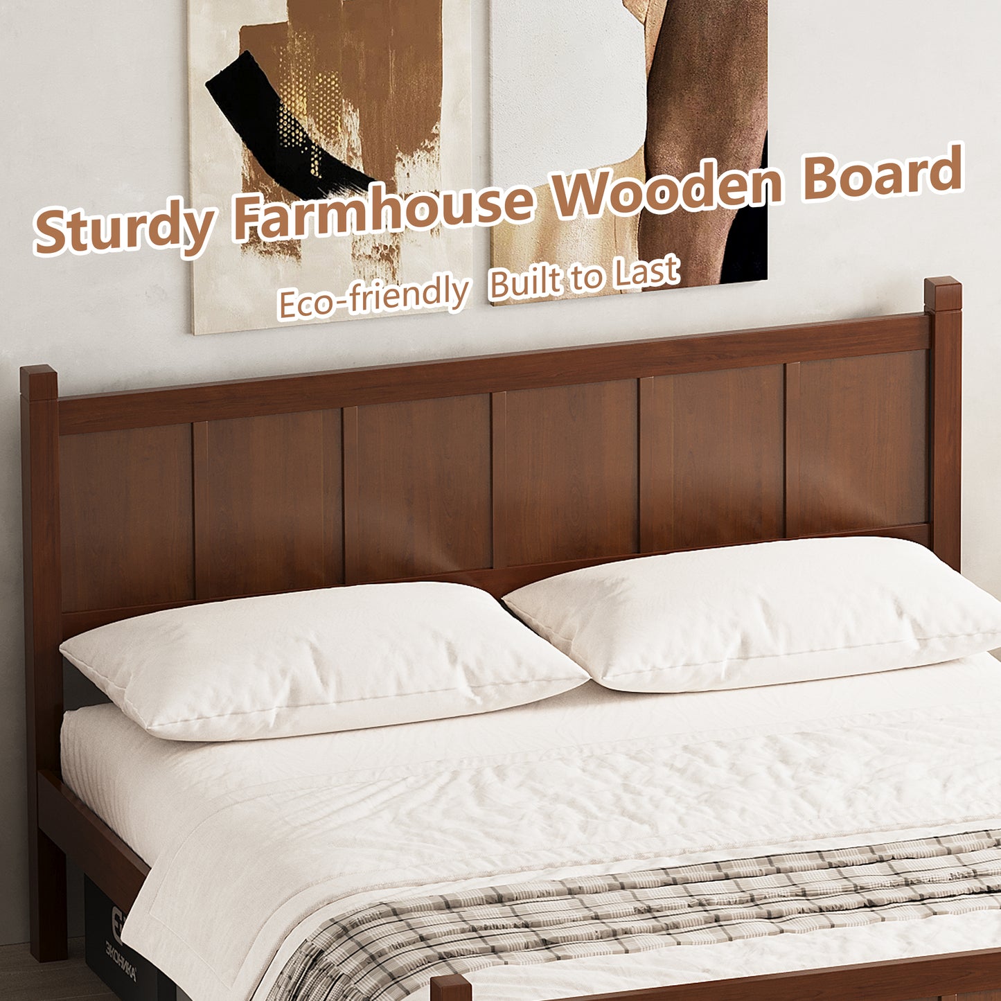 Queen Size Flat Panel Bed With Headboard & Footboard, Minimalist