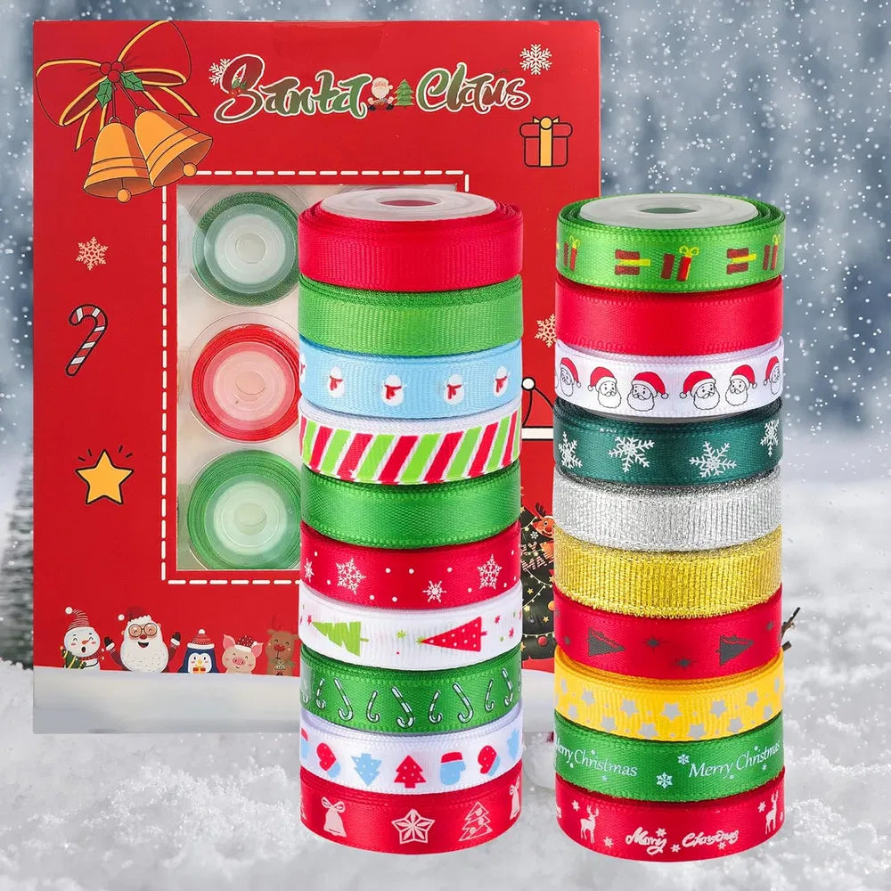 Christmas Grosgrain Ribbon - 20 Rolls, 100 Yards, 3/8 Inch