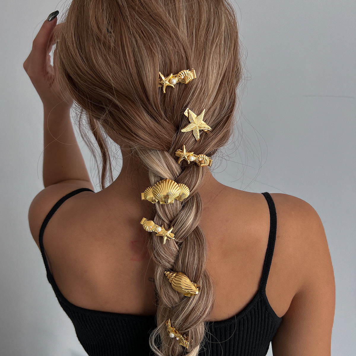 Ocean-Style Alloy Hair Clips with Shells & Starfish