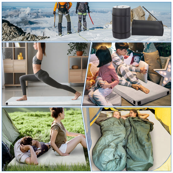 Memory Foam Camping Mattress - Plush Sleeping Pad - Gray