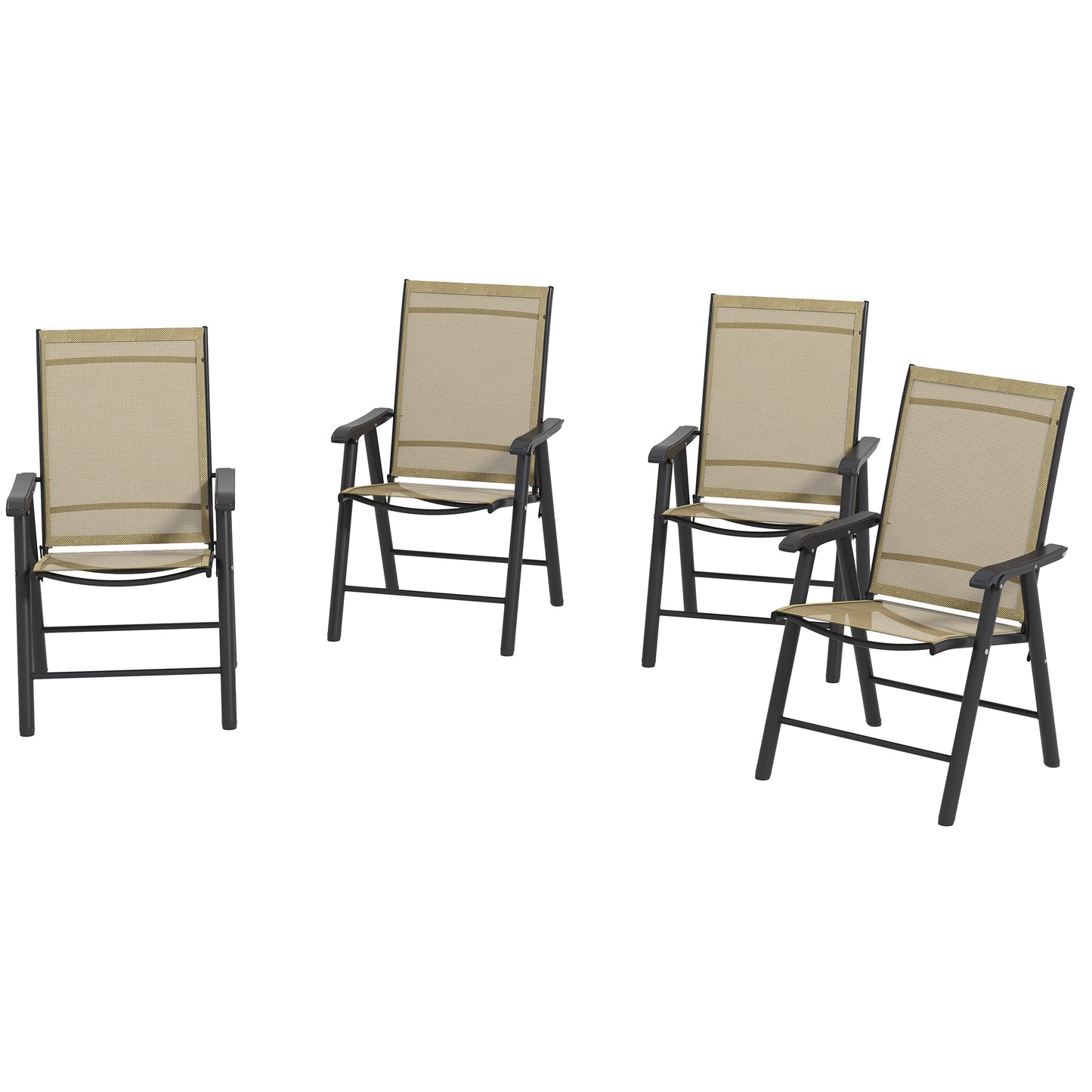 Set of 4 Outdoor Folding Chairs with Armrests - Light Mixed Brown
