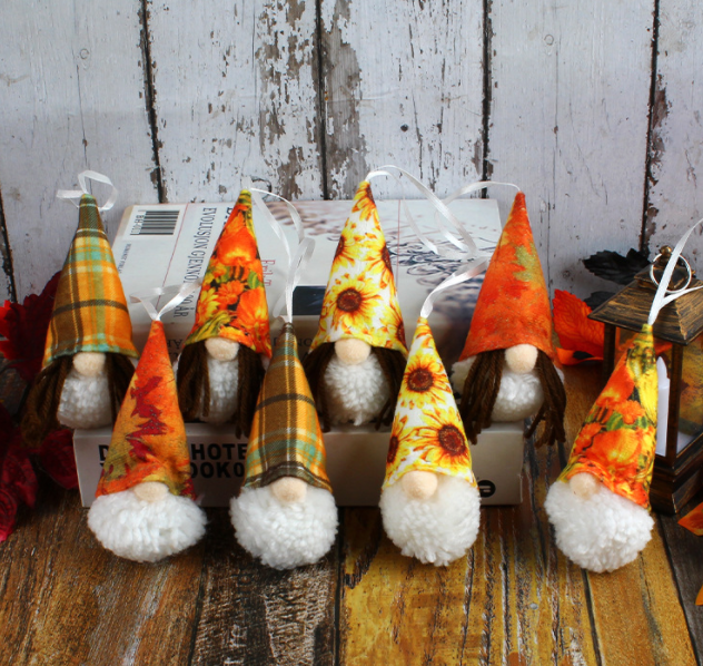 Autumn Plush Pendant Set - Faceless Elderly Harvest Festival Decor