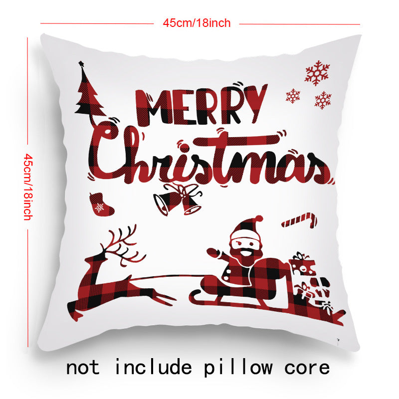 Holiday Cartoon Santa Claus Elk Pillow Cover 45x45cm Sofa Cushion Decor