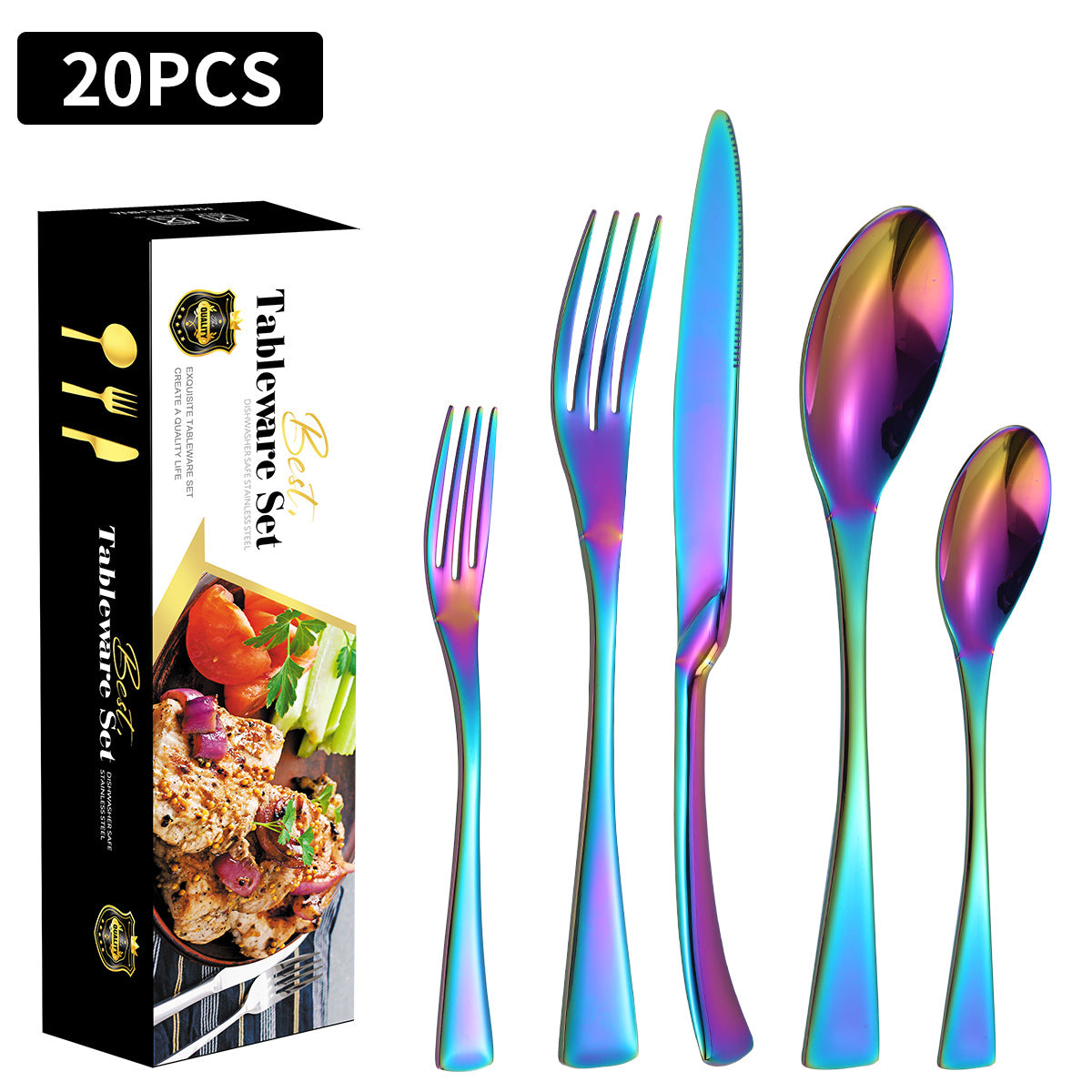 Stainless Steel 20-Piece Flatware Set for 4 People - Knife Fork Spoon