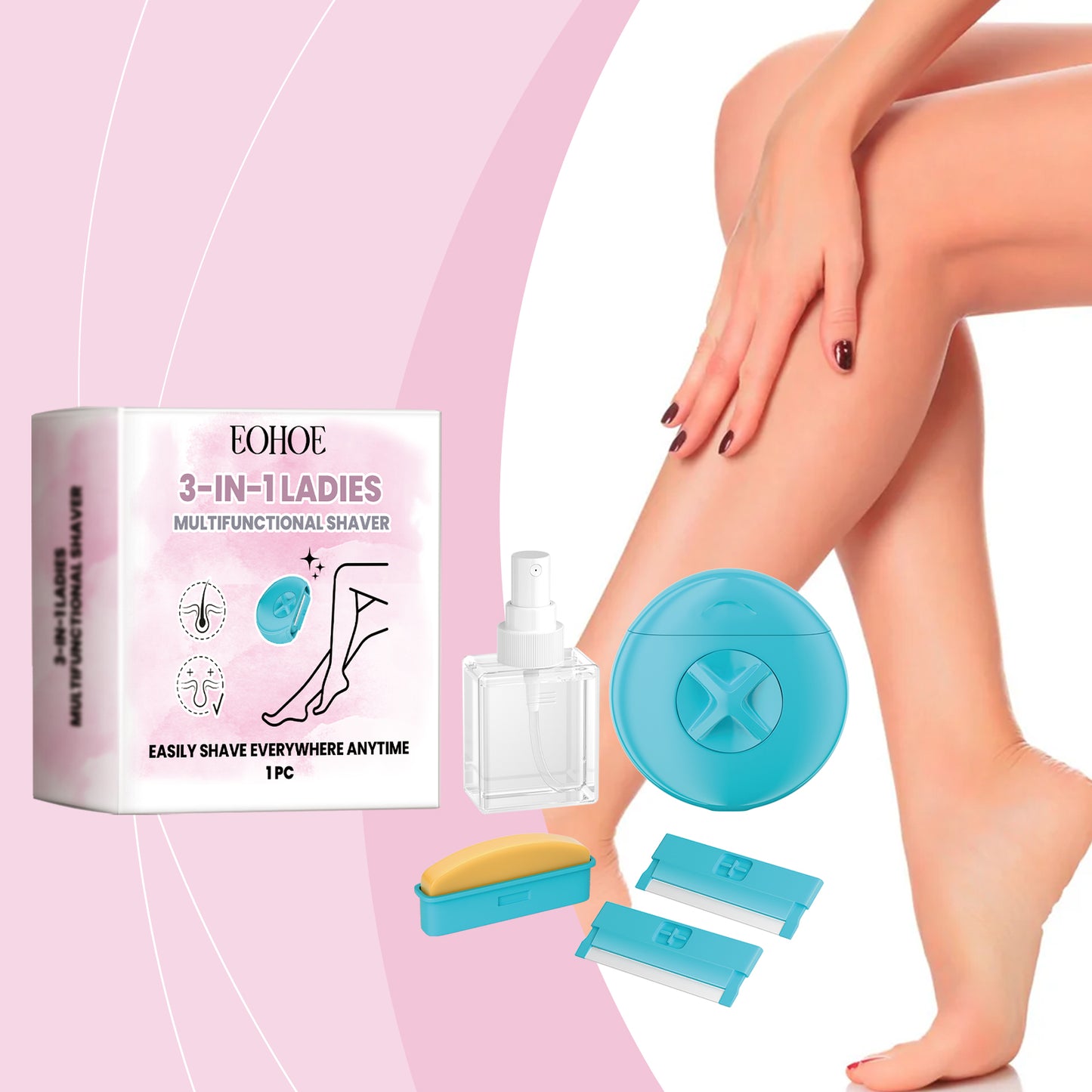 3-in-1 Women's Portable Shaving Razor with Moisturizing Soap and Water Spray