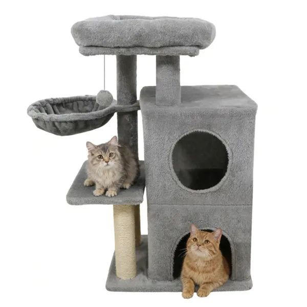 Multi-Level Cat Tree with Condo & Sisal Scratching Posts - Gray, 33.5 Inch