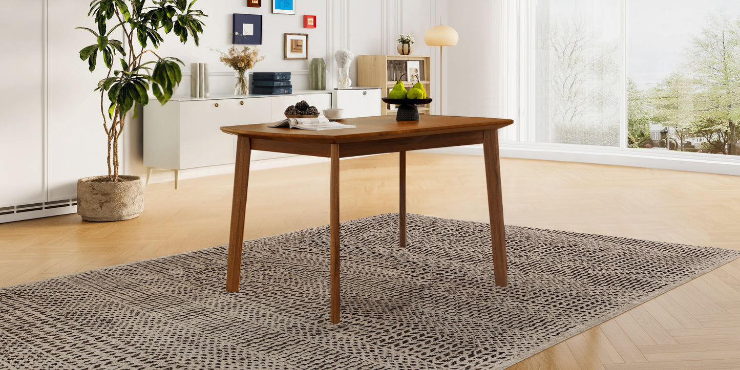 Farmhouse Dining Table Set for 4 with Upholstered Chairs - Brown & Beige