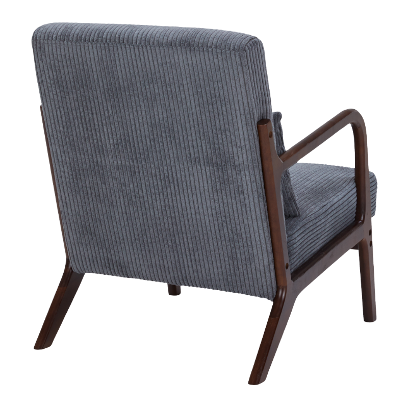 Mid-Century Modern Accent Chair - Antique Dark Grey Upholstered Armchair