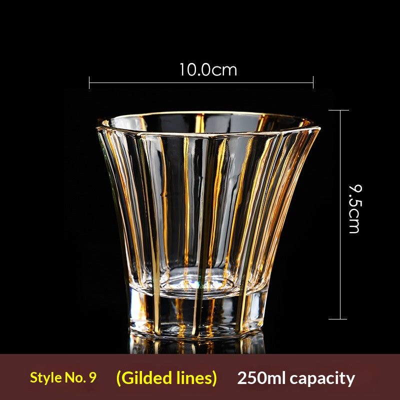 Large Gold-Trimmed Gin Crystal Glass - Vintage Drinkware for Bar & Kitchen