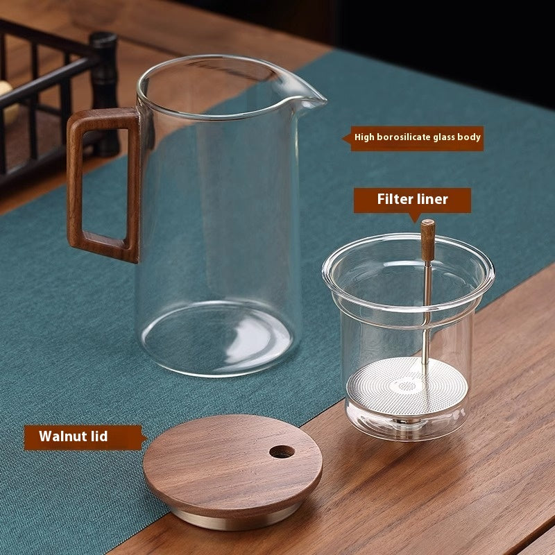 Glass Tea Water Separation Set Borosilicate Full Glass Liner Chinese Style