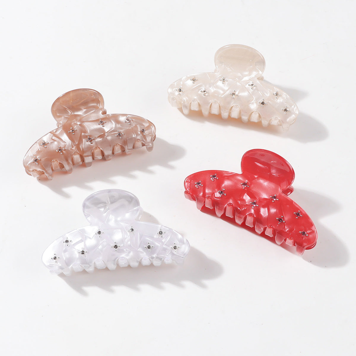 Shell-Patterned Rhinestone Hair Clip - Women's Casual Shark Design