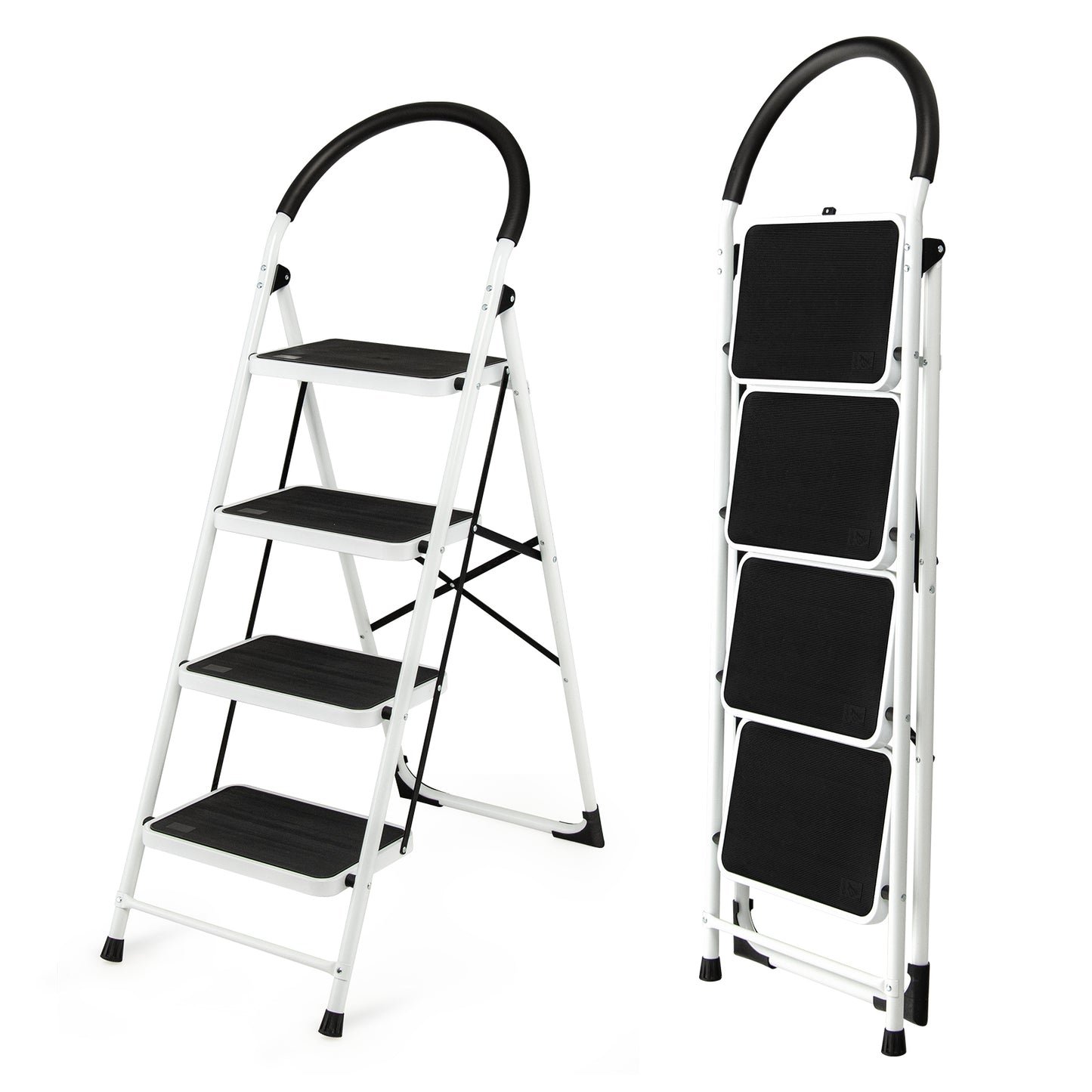 Folding 4-Step Ladder with Anti-Slip Pedal, 330Lbs Capacity