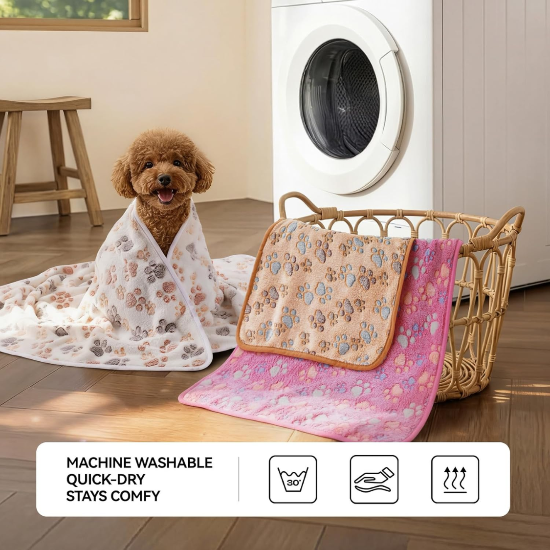 Premium Soft Fluffy Fleece Dog & Cat Blanket Set - Multicolor, 3-Pack