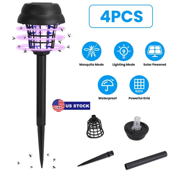 4 Pack Solar Mosquito Zapper Torch with UV & White Light