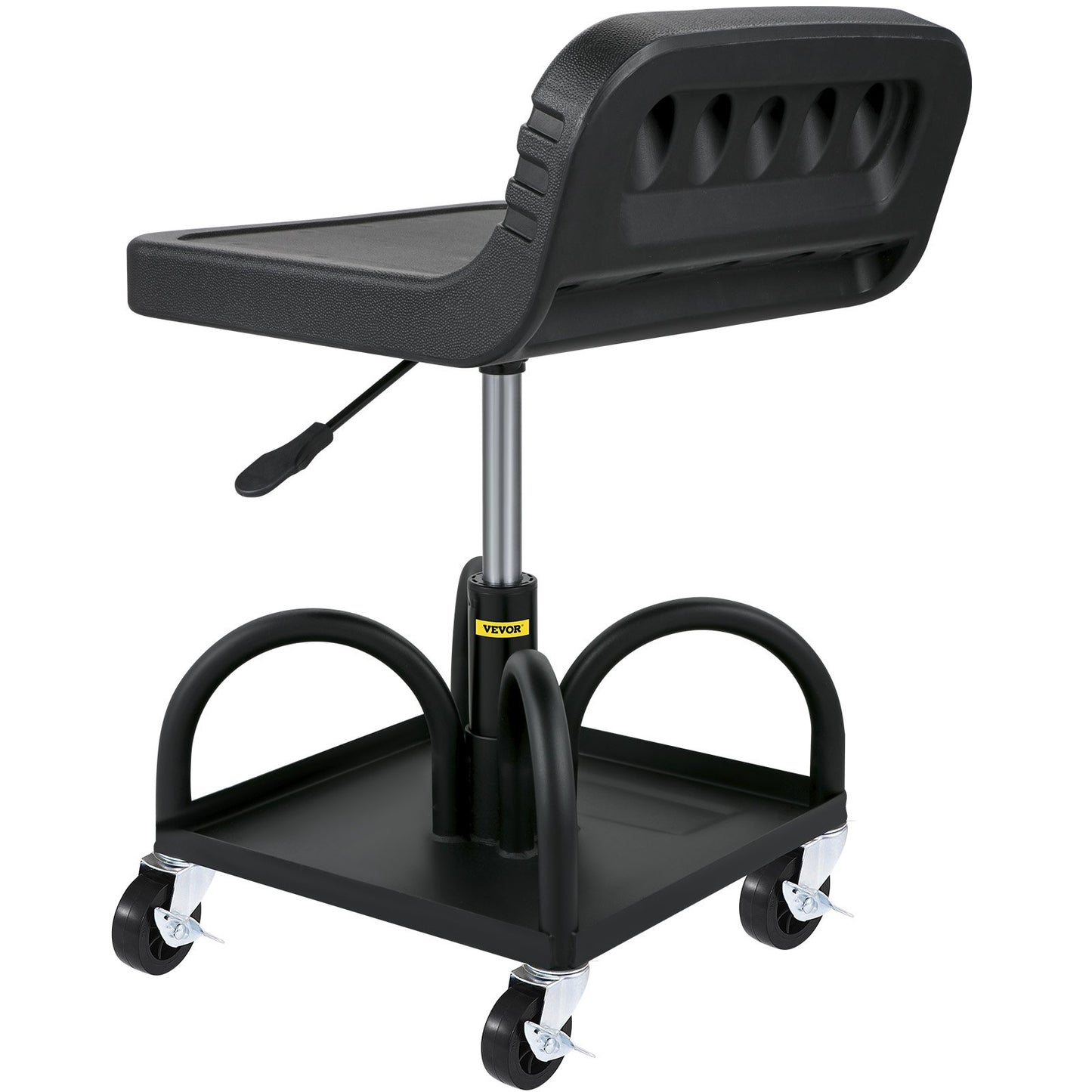 Adjustable Rolling Garage Stool - 300LBS Capacity, Tool Tray