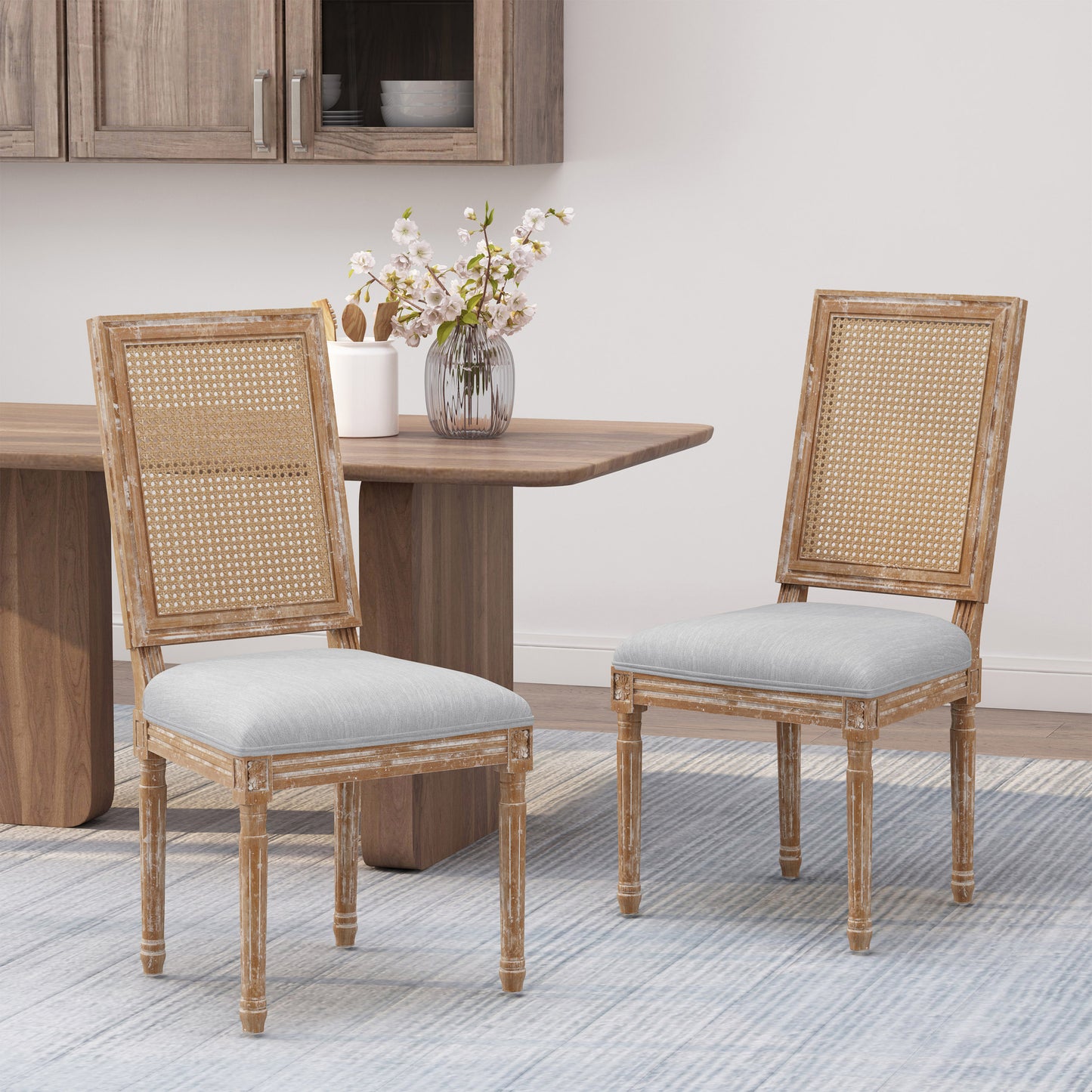 Light Grey Dining Chair Set of 2 - French Country Style