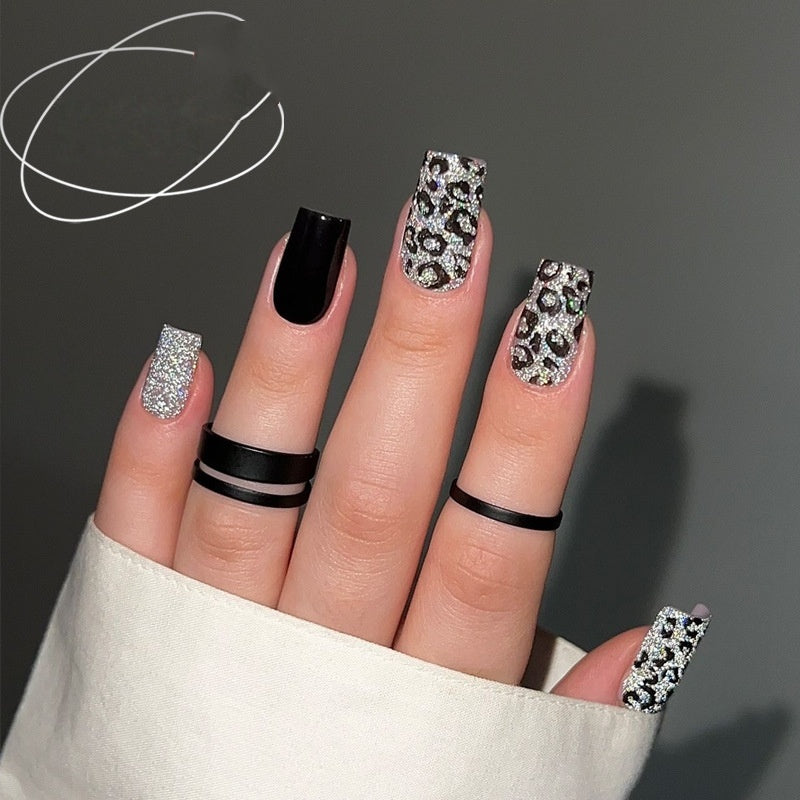 Short Square Nail Tips - Wearable Artificial Nails for Nail Art, Starry Sky Pattern